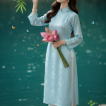 Khắc họa vẻ đẹp dịu dàng của cô gái trẻ bên hồ sen thanh bình