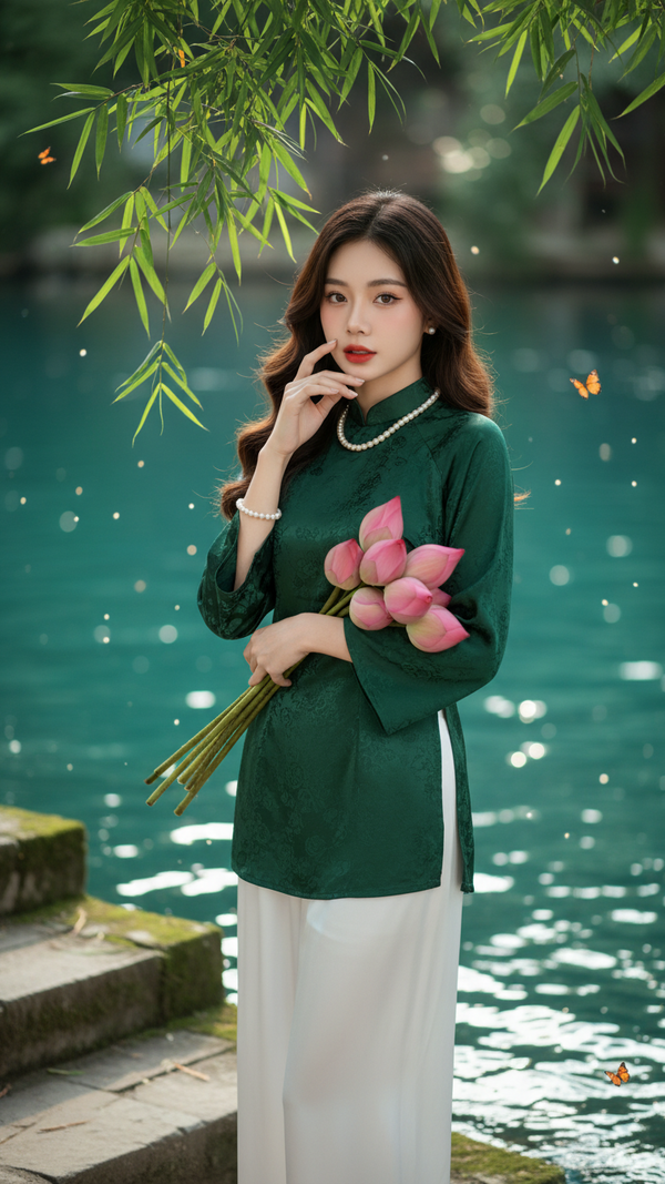 Chân dung cô gái trẻ với phong cách hiện đại và vẻ đẹp trong trẻo giữa thiên nhiên