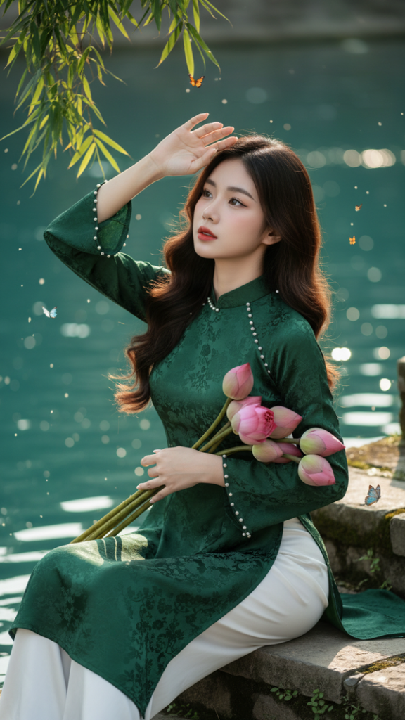 Chân dung cô gái trẻ với vẻ đẹp hiện đại trong tà áo dài thanh lịch