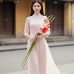 Chân dung thanh lịch của cô gái trẻ trong trang phục áo dài tại Hà Nội cổ kính