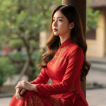 Chân dung nữ sinh Việt nam trong tà áo dài giữa không gian truyền thống yên bình