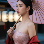 Chân dung trẻ trung trong khung cảnh truyền thống Nhật Bản với phong cách điện ảnh cao cấp