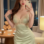 Chân dung thanh lịch của cô gái trẻ trong không gian sang trọng ban đêm