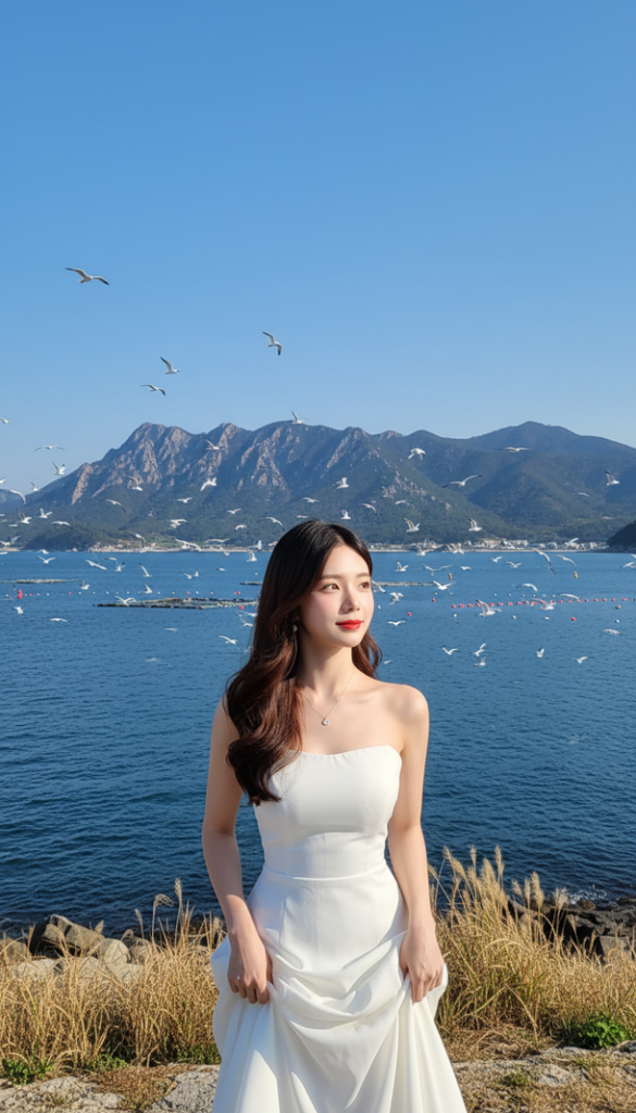 Tạo chân dung thực của cô gái trẻ với làn da hoàn hảo và phông nền tự nhiên