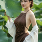 Tạo chân dung thanh lịch của cô gái Việt Nam bên hồ sen thơ mộng