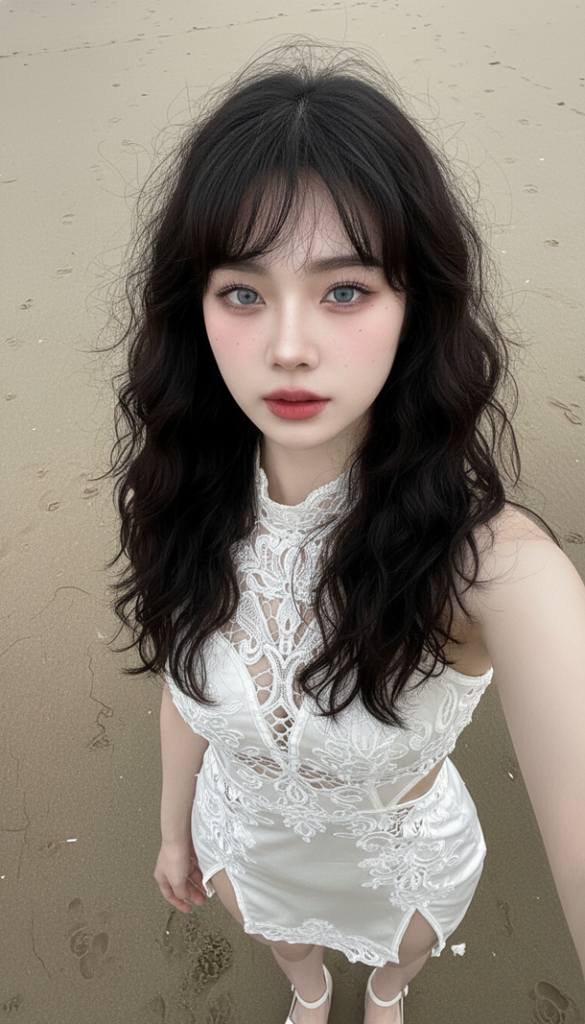 Tạo chân dung ấn tượng của cô gái trẻ tại bãi biển đầy gió