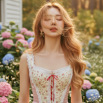 Chân dung thực tế cô gái trẻ trong khu vườn cổ tích rực rỡ sắc hoa