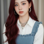 Vẽ chân dung thực tế của cô gái trẻ với vẻ đẹp cổ điển và hiện đại kết hợp.