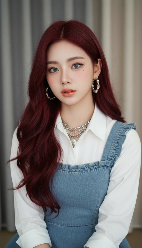 Vẽ chân dung thực tế của cô gái trẻ với vẻ đẹp cổ điển và hiện đại kết hợp.