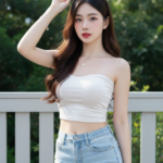 Chân dung ngoài trời thực tế của cô gái trẻ với phong cách tự nhiên và cuốn hút