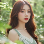 Chân dung thanh lịch của cô gái trẻ giữa rừng xanh mát với phong cách thời trang hiện đại