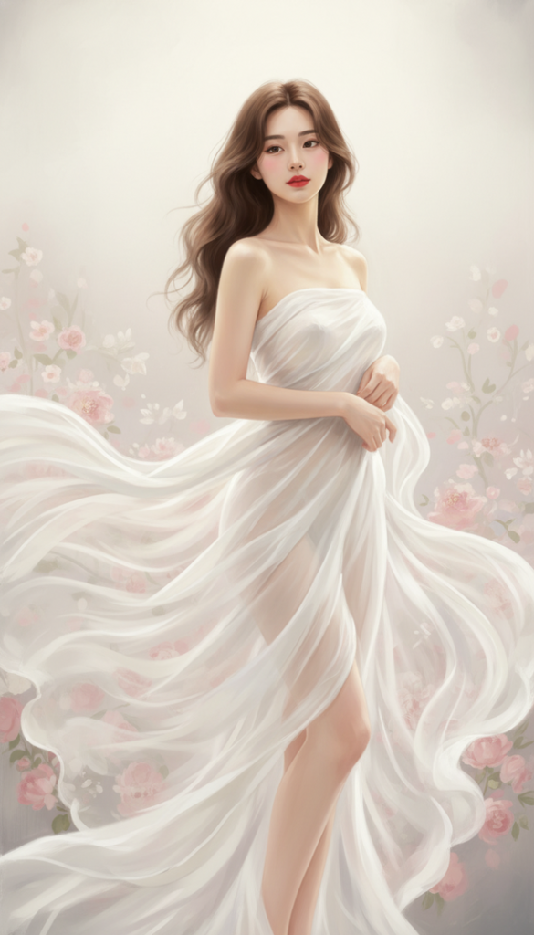 Vẽ chân dung cô gái trẻ với vẻ đẹp cổ điển và phong cách tối giản thanh lịch