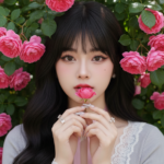 Chân dung cô gái trẻ giữa rừng hoa hồng pastel lãng mạn và quyến rũ
