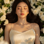 Chân dung hiện thực của cô gái giữa đám hoa trắng tuyệt đẹp