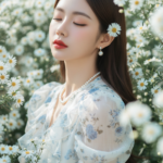 Tạo chân dung nhẹ nhàng của cô gái trẻ giữa cánh đồng hoa aster trắng