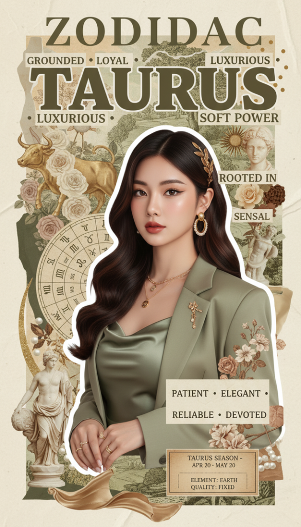 Chân dung nữ thần Kim Ngưu thanh lịch với phong cách scrapbook độc đáo và tinh tế