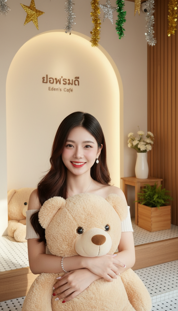 Vẽ chân dung cô gái trẻ trong không gian quán cafe ấm cúng và thân thiện