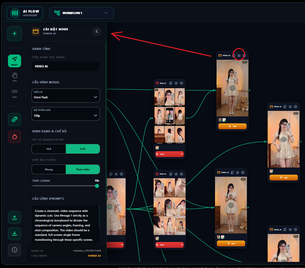 FLOW App workflow kéo thả các Node tạo ảnh và video tự động - Ứng dụng thời trang, gia dụng review sản phẩm. - Hình ảnh 2
