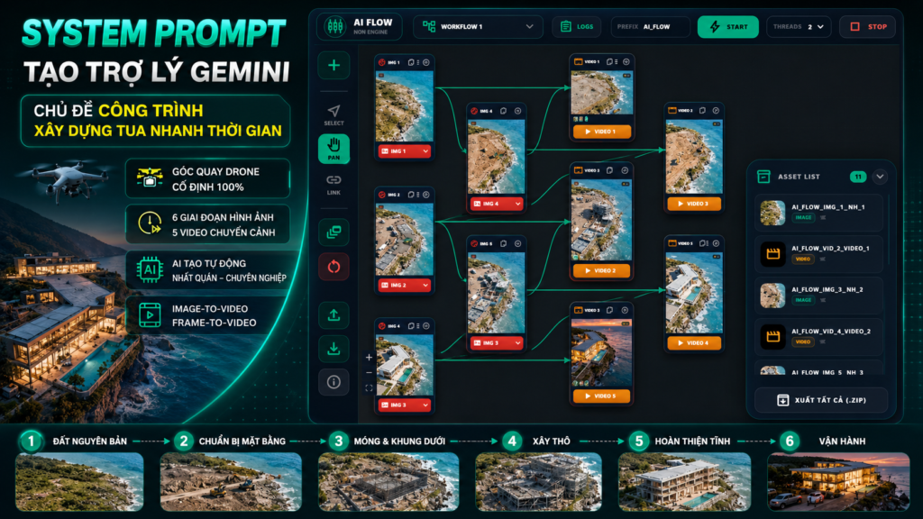 System Prompt Timeslape Video chủ đề Tua nhanh thời gian, giúp tạo trợ lý GEM trên Gemini